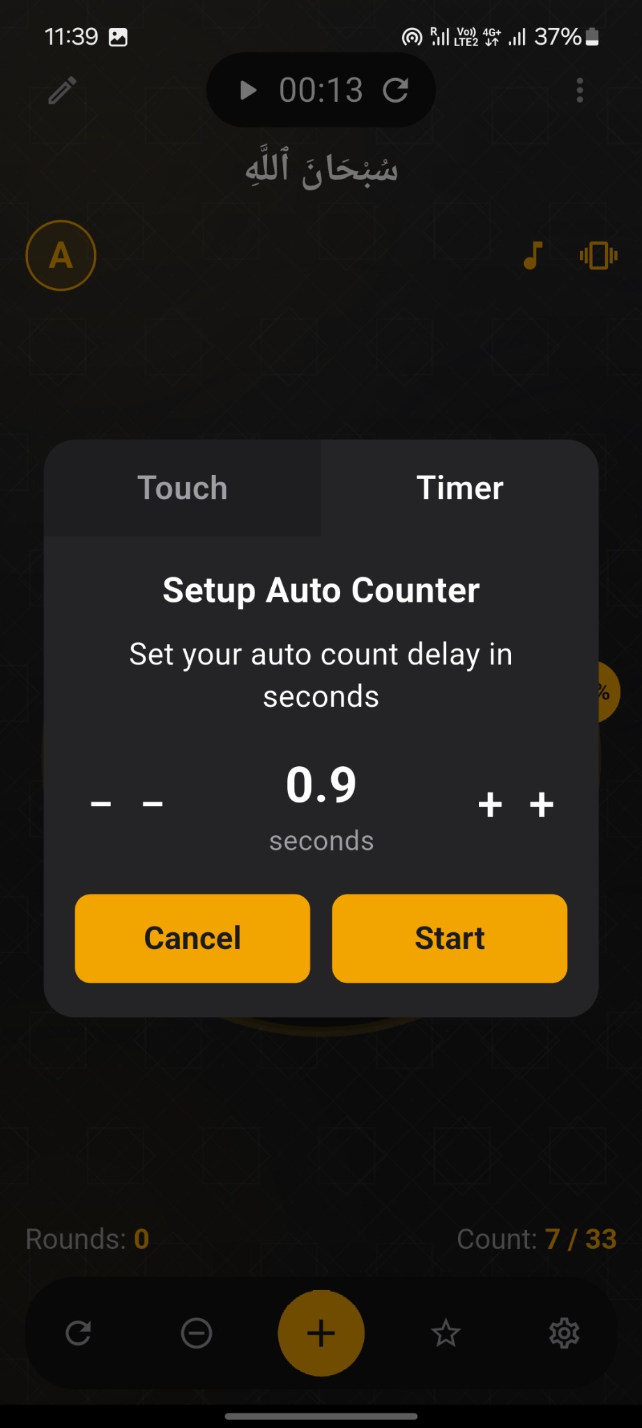 Tasbih Counter timer setup